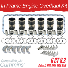 INFRAME ENGINE OVERHAUL KIT FOR CUMMINS 6CT 8.3 PISTON # 3163 WITH LINER LENGTH 9.330" & 5.152" DIAMETER AT FLANGE