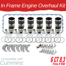 INFRAME ENGINE OVERHAUL KIT FOR CUMMINS 6CT 8.3 PISTON # 9566 WITH LINER LENGTH 9.330" x 5.152" DIAMETER AT FLANGE LINER