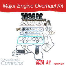 MAJOR ENGINE OVERHAUL KIT FOR CUMMINS 6CTA 8.3 PISTON # 9247 WITH LINER LENGTH 9.330" x 5.152" DIAMETER AT FLANGE LINER