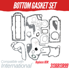 BOTTOM GASKET SET FOR INTERNATIONAL D206 D239 D246 D268 - 584 674 785 895 REPLC: 3136813R99 