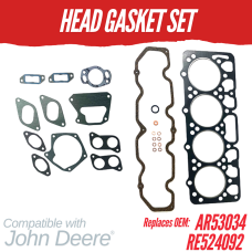 HEAD GASKET SET FOR JOHN DEERE 4.270 LATE 500C 510 3020 JD500A REPLC: AR53034 RE524092 