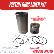 PISTON KIT FOR JOHN DEERE 6081 LOW COMPRESSION TURBO 2256 7710 9970 REPLC: RE508156 RE62791