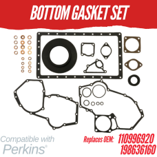 BOTTOM GASKET SET W/ SEALS FOR PERKINS 404C-22 / 104-22 - 2.216L