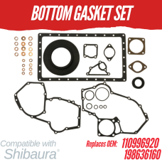 BOTTOM GASKET SET W/ CRANKSHAFT SEALS FOR SHIBAURA N844L-C 2.216L 